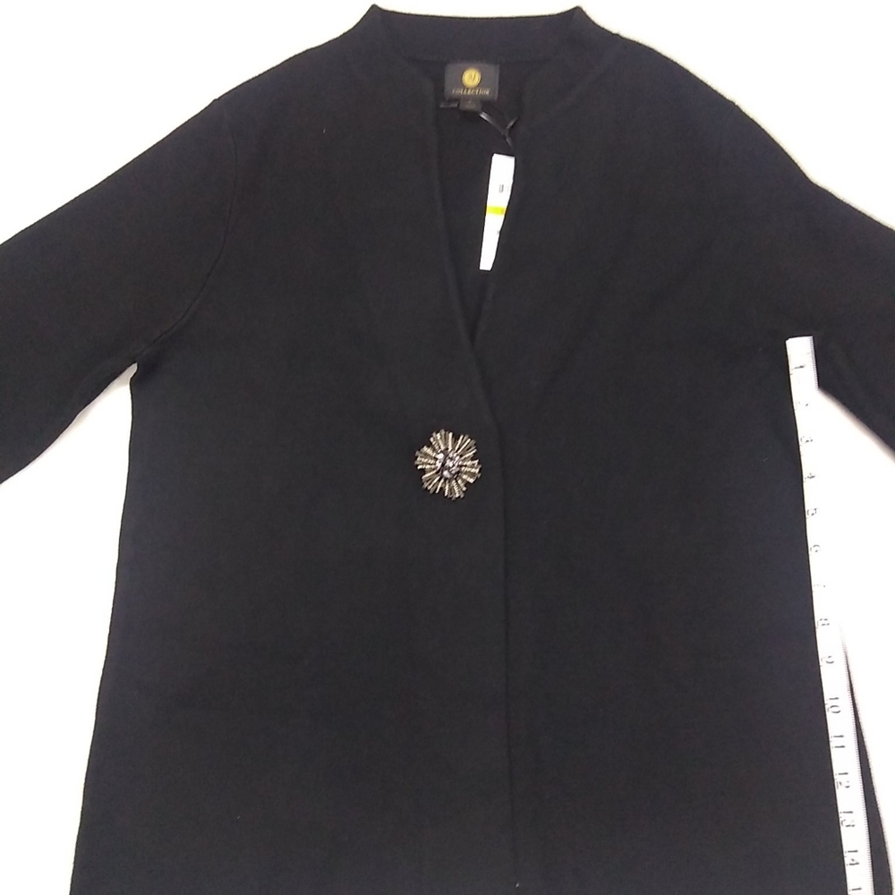 JM Collection Holiday Party Brooch Cardigan - Picture 8 of 10